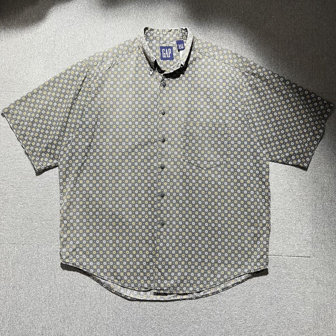 90s ヴィンテージ old gap 総柄 半袖 BDシャツ USA 古着 レア