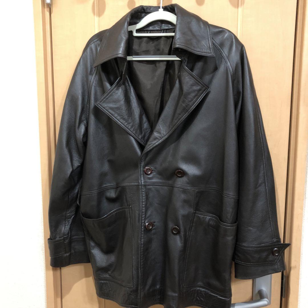 古着 VINTAGE 90's カウレザージャケット ピーコート モード 牛革