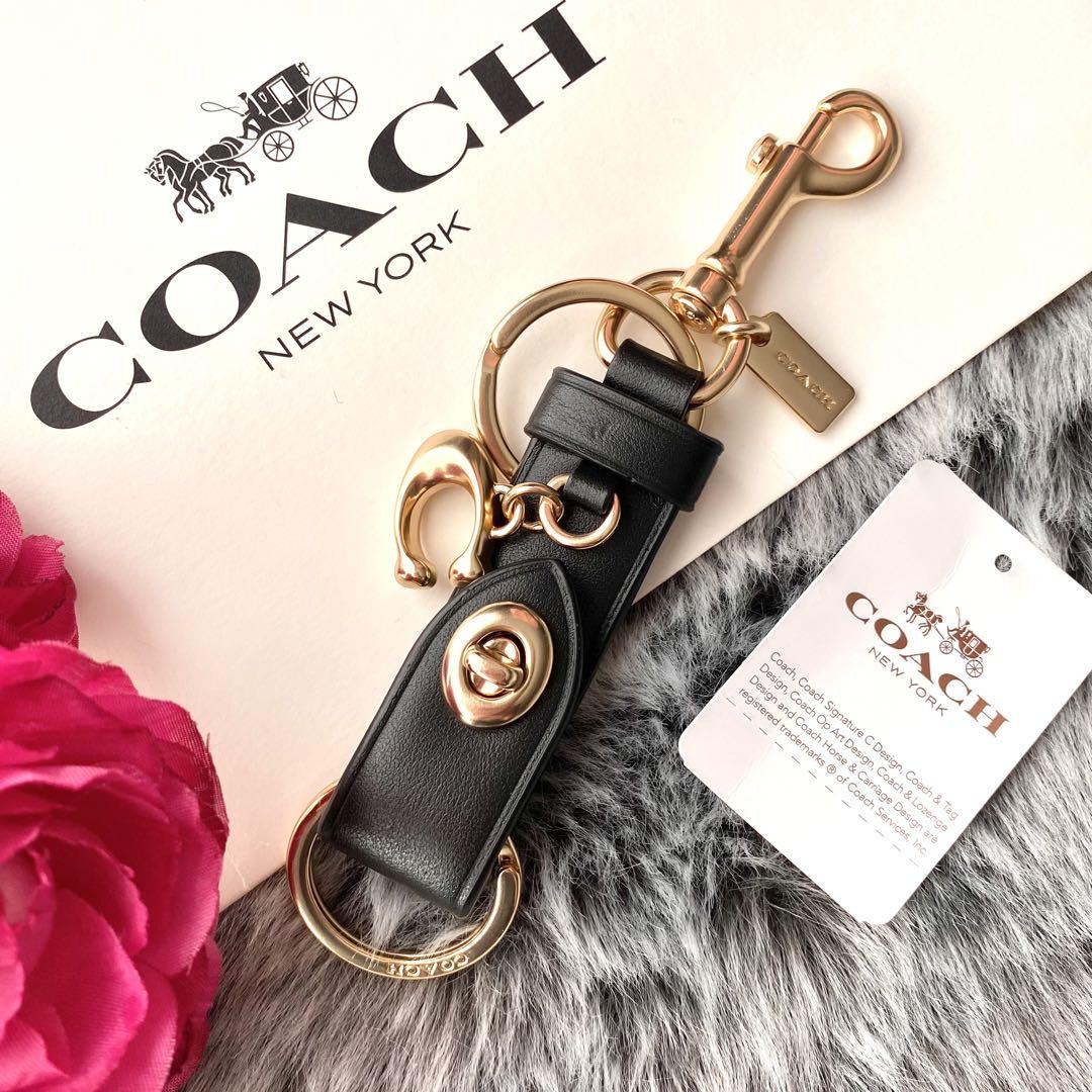 新品☆COACH コーチ メンズ　ブラック トリガースナップ キーリング