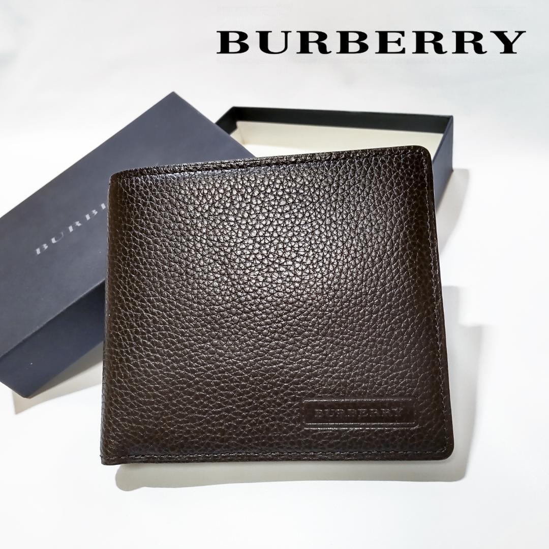 【極美品】BURBERRY メンズ 二つ折り財布 ダークブラウン