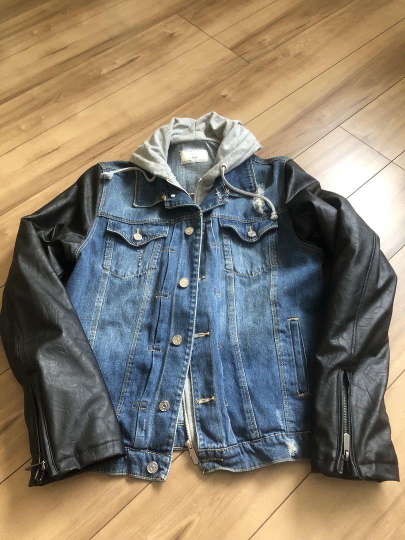 ZARA 古着風デニム　合皮　ジャケット
