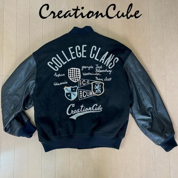 Creation Cube 牛革ウール コンビネーション スタジアムジャンパーM