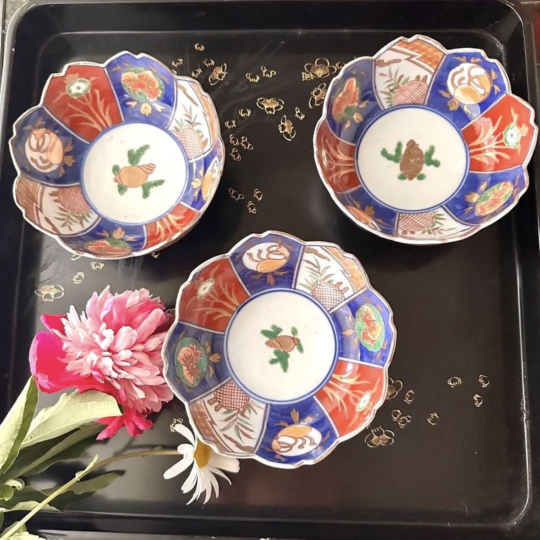 S様へ感謝お嫁入り‼️伊万里GOLD貝「櫻花形吸物皿」藻貝&蝶&銭桜形膾皿4客