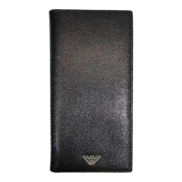 エンポリオ アルマーニ 二つ折り 長財布 財布 ブラック 黒 ロゴ レザー