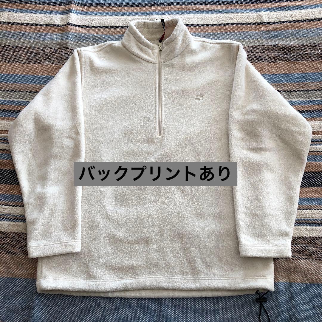 90s  ジャックウルフスキン　フリース　刺繍ロゴ　白