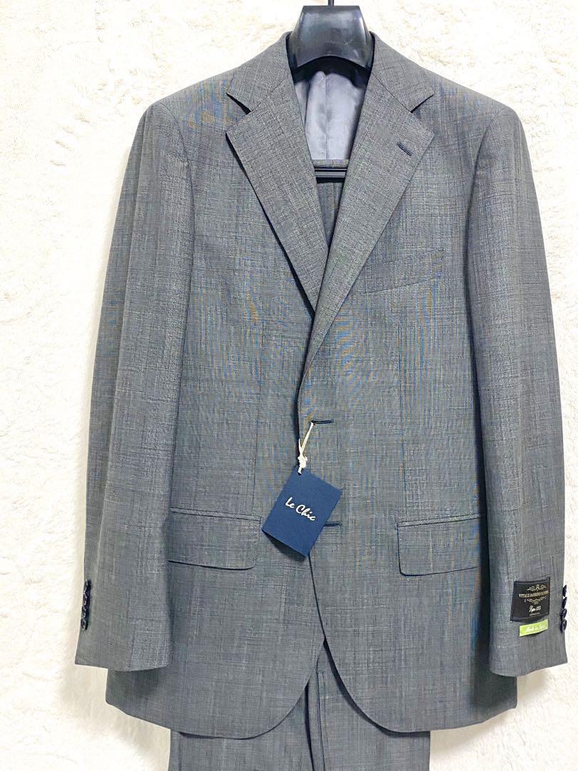 【新品】春夏物 カノニコ生地使用 メンズ スーツ A5 M ライトグレー 日本製
