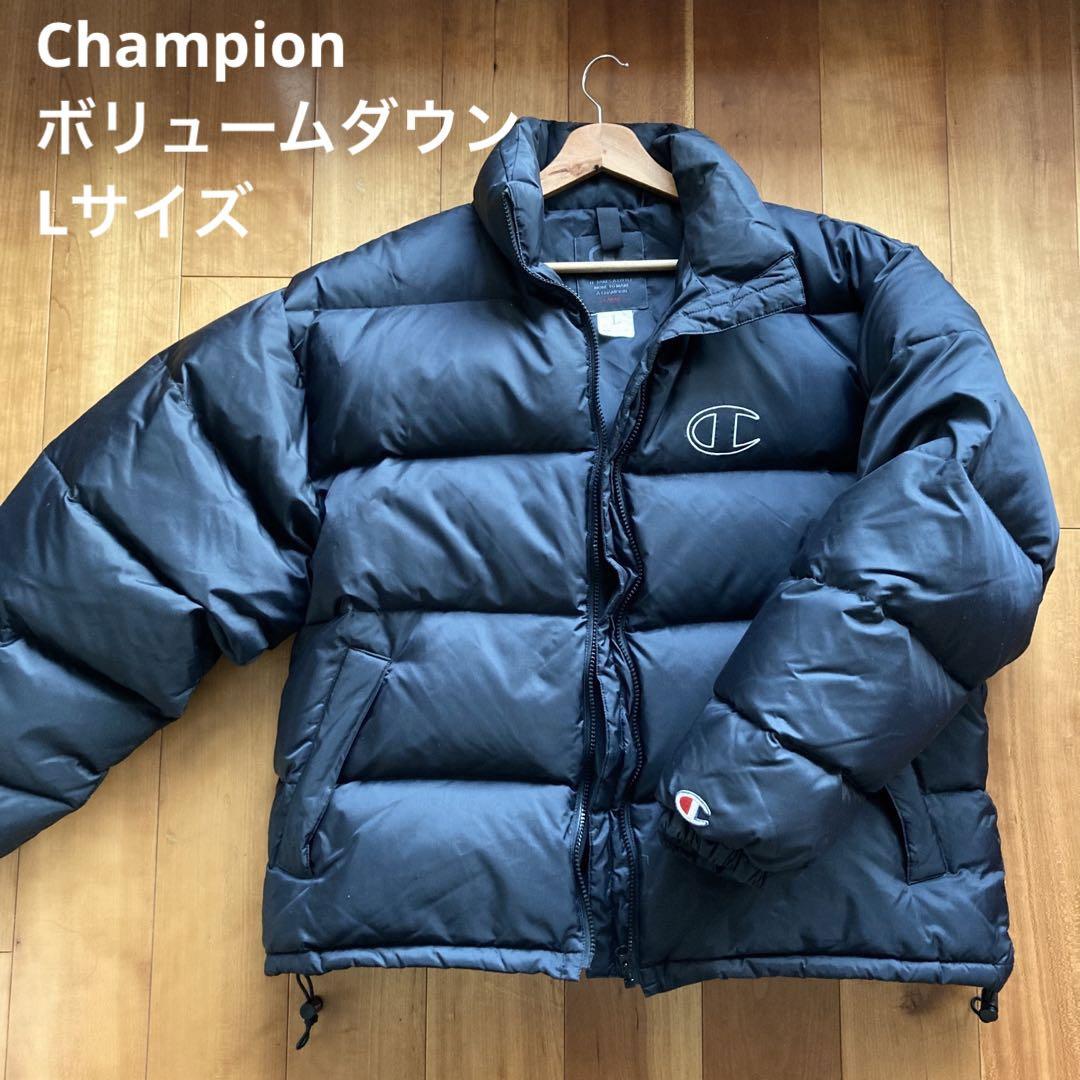 ◎Champion◎ボリュームダウンジャケット◎漆黒ボディ◎ロゴ刺繍◎ワッペン