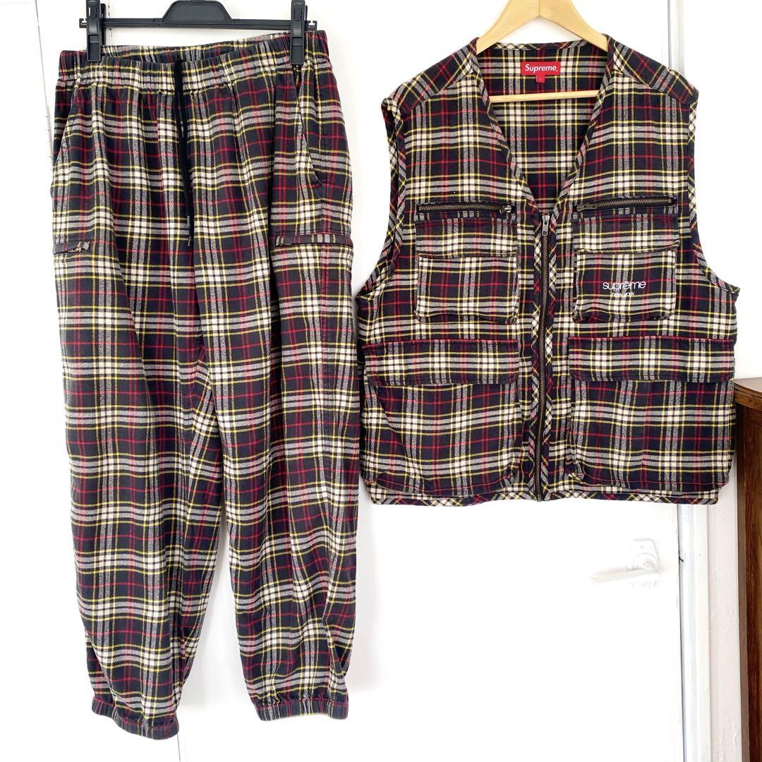 supremeベストパンツ　チェック　セットアップ