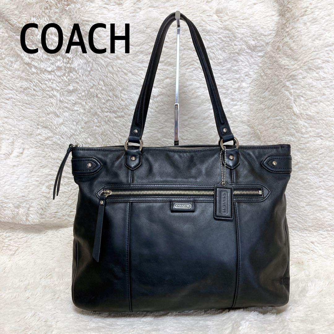 【美品】COACH トートバッグ　ビジネスバッグ　ダークネイビー　23973
