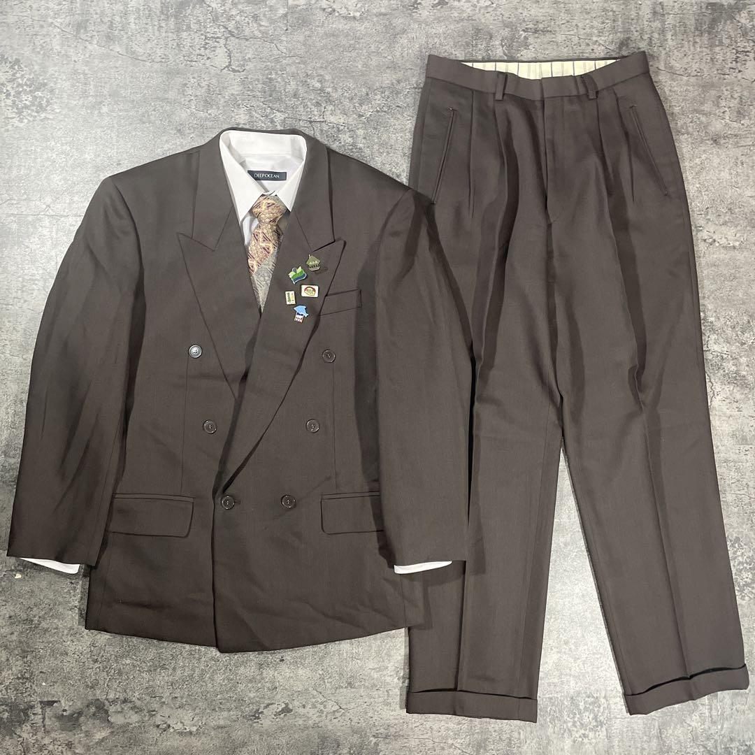 No.9 vintage セットアップ ダブルスーツ ブラウン　ピンズ　 成人式