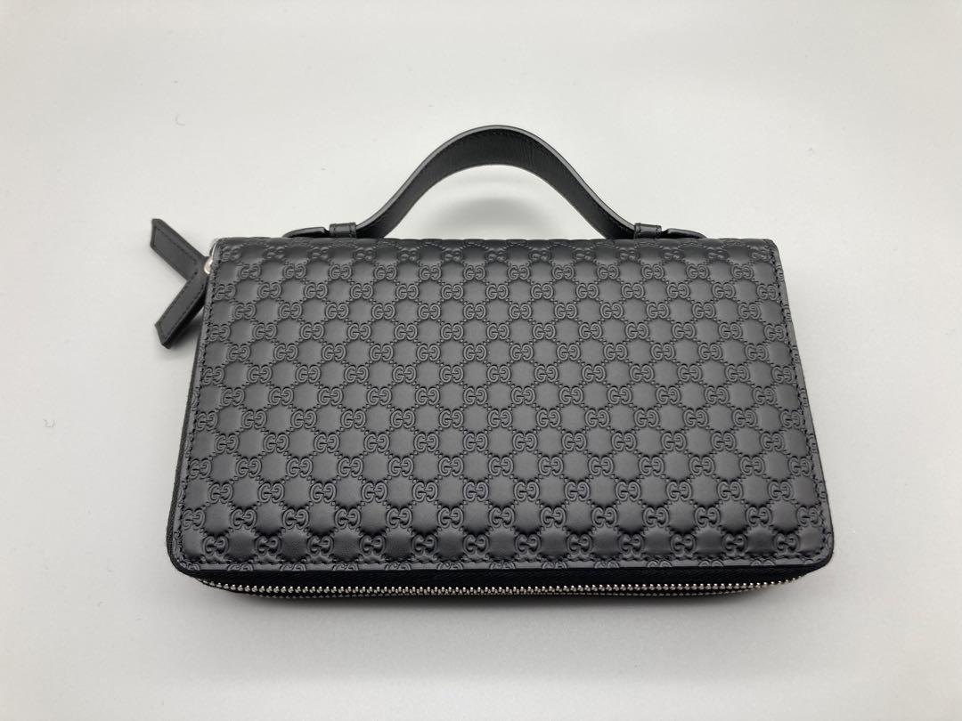 Gucci グッチ　Wジップオーガナイザー　マイクログッチ　シマレザー