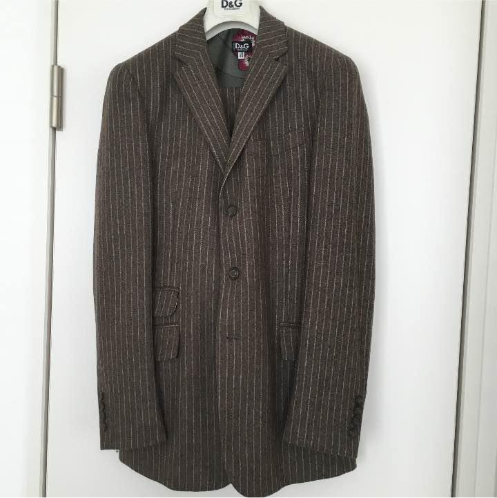 美品！D&G 茶ストライプスリーピース3Bスーツ サイズ44