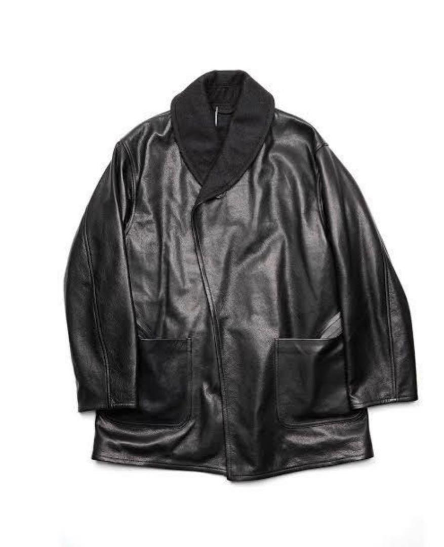 COMOLI レザーショールカラーコート