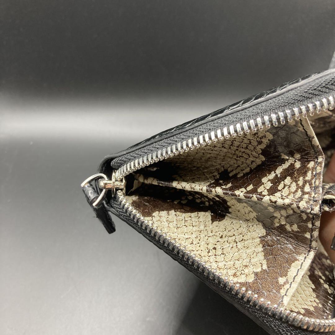 極美品 本革レザー 長財布 クロコ パイソン柄
